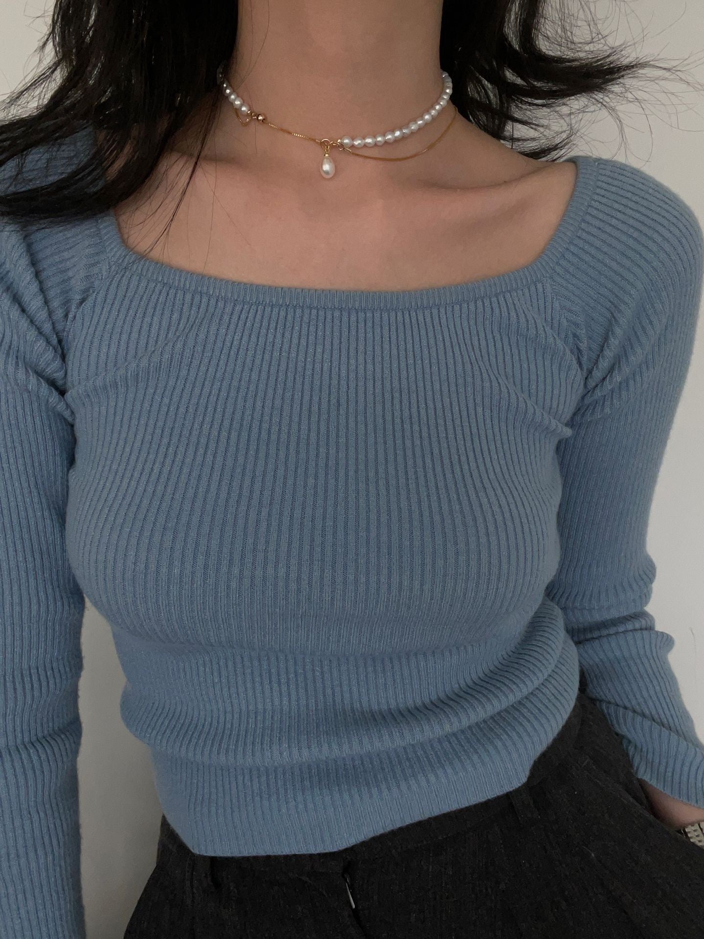 Lumine Pearl U-Shaped Long Necklace
