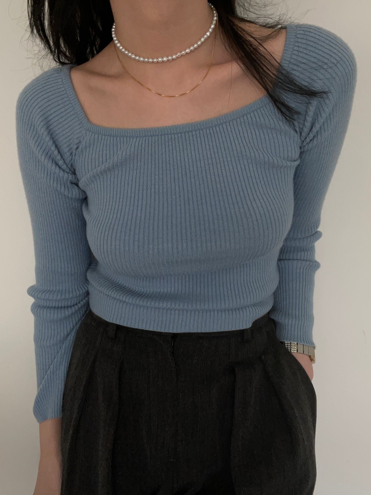 Lumine Pearl U-Shaped Long Necklace