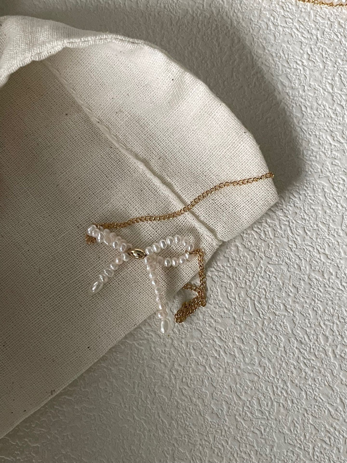 Butterfly Knot Pearl Necklace