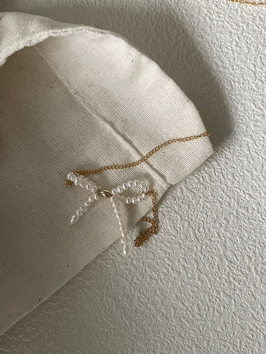 Butterfly Knot Pearl Necklace