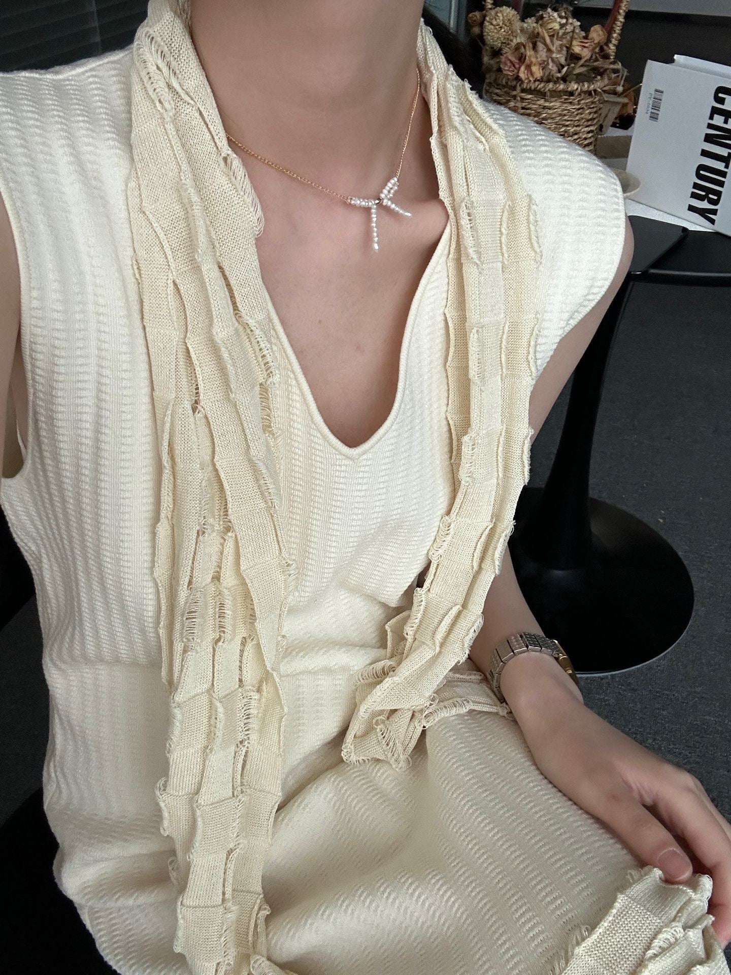 Butterfly Knot Pearl Necklace