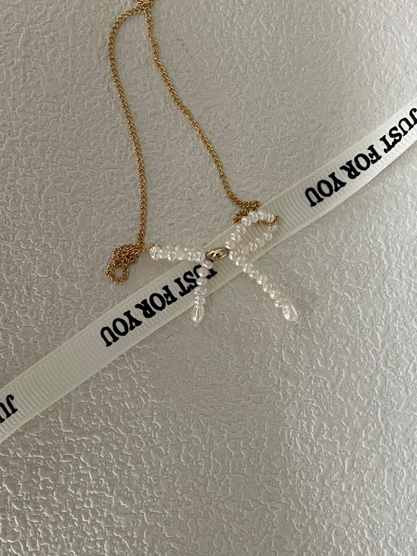 Butterfly Knot Pearl Necklace