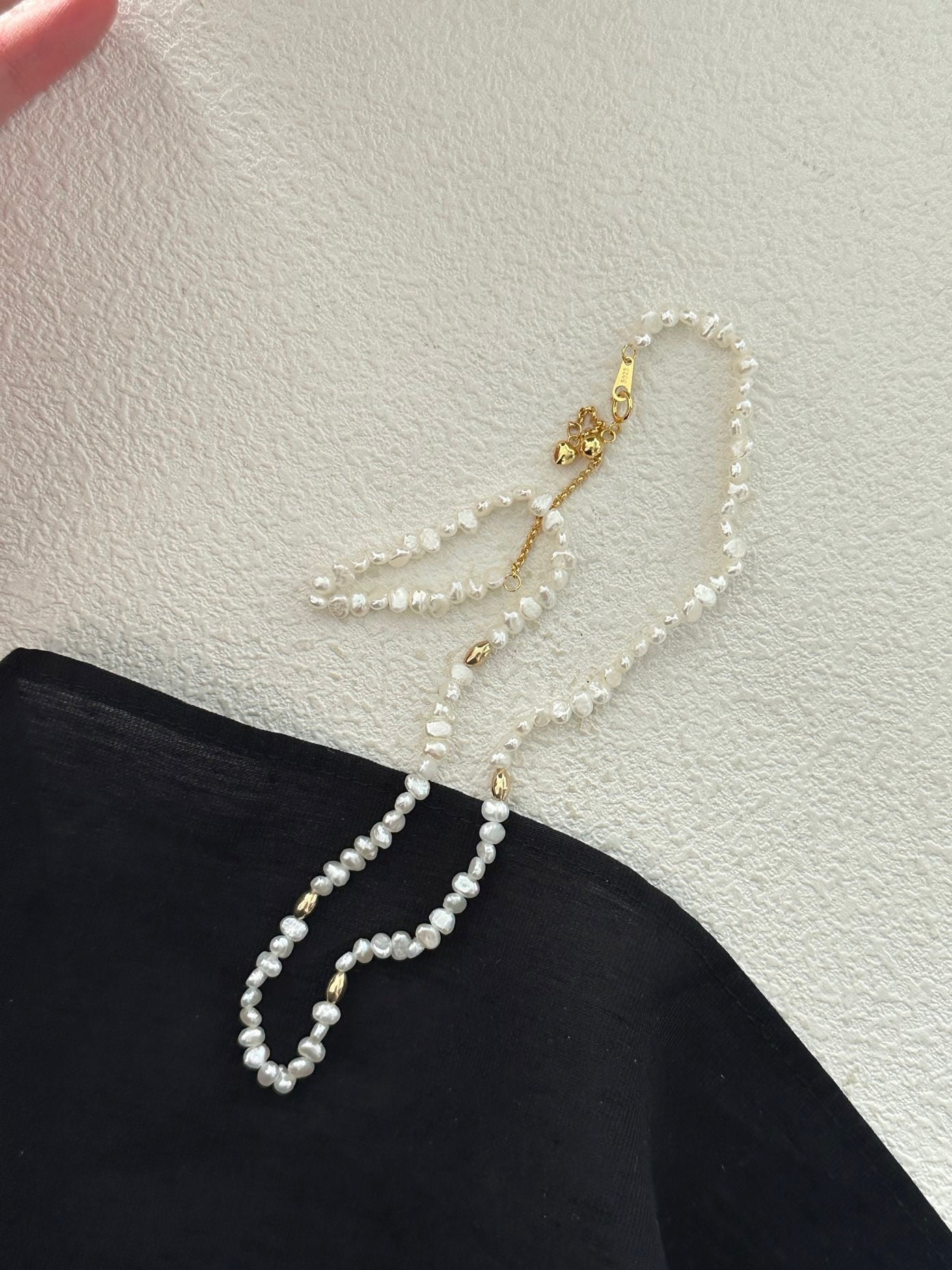 Mini Baby Gold Bead Pearl Necklace
