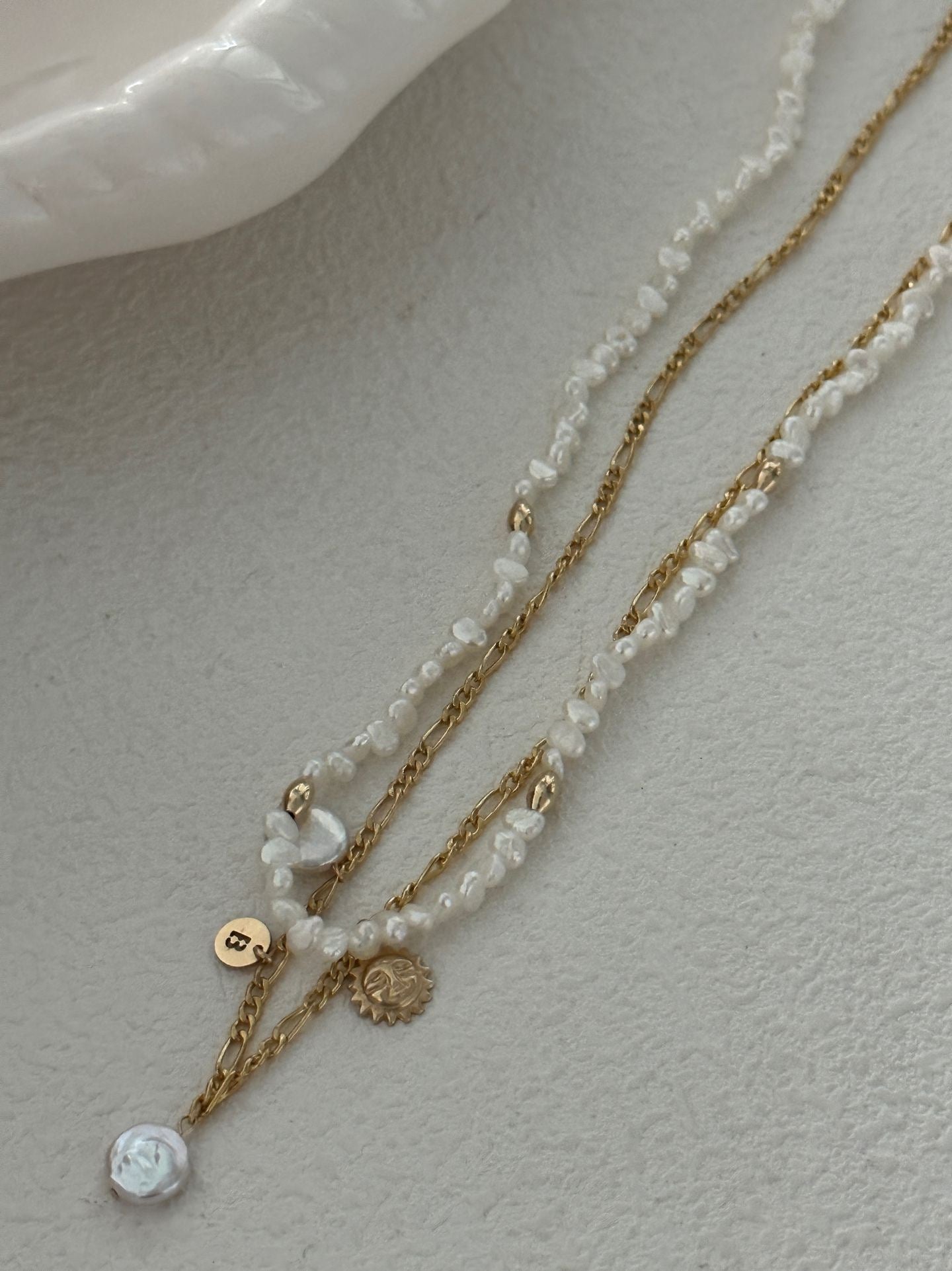 Mini Baby Gold Bead Pearl Necklace