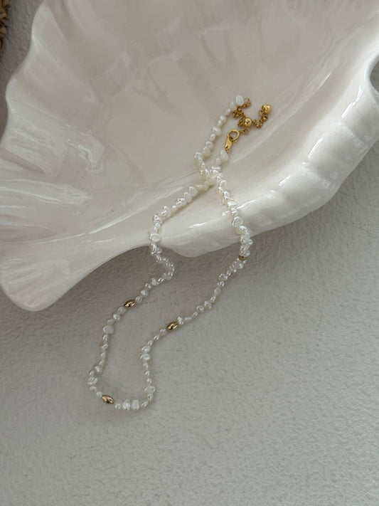Mini Baby Gold Bead Pearl Necklace
