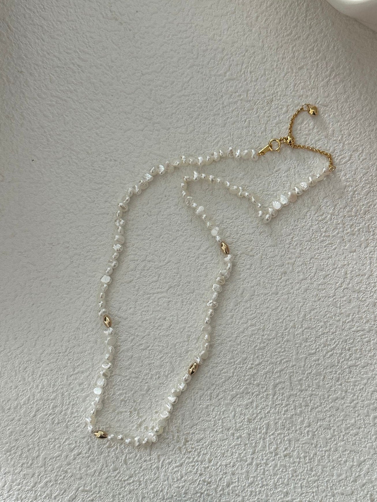 Mini Baby Gold Bead Pearl Necklace