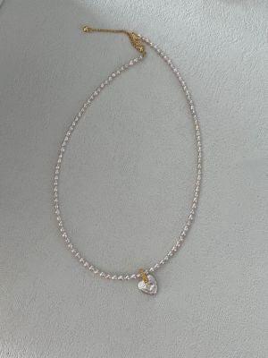 Fairy Pink Heart Pearl Necklace