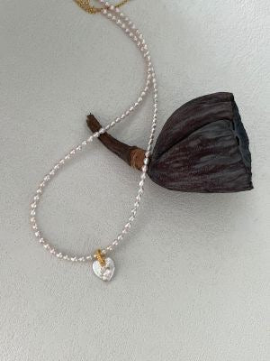Fairy Pink Heart Pearl Necklace