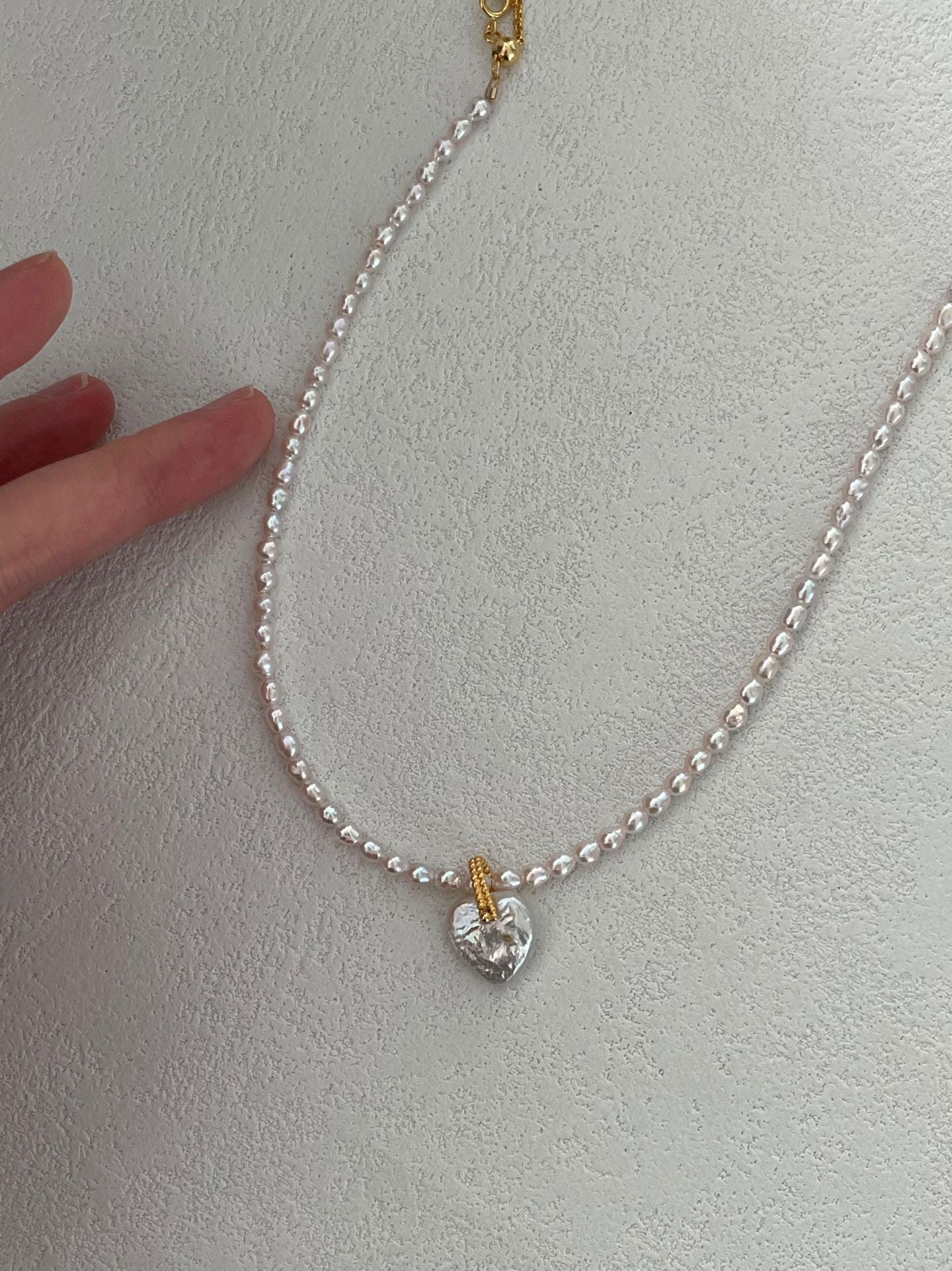 Fairy Pink Heart Pearl Necklace
