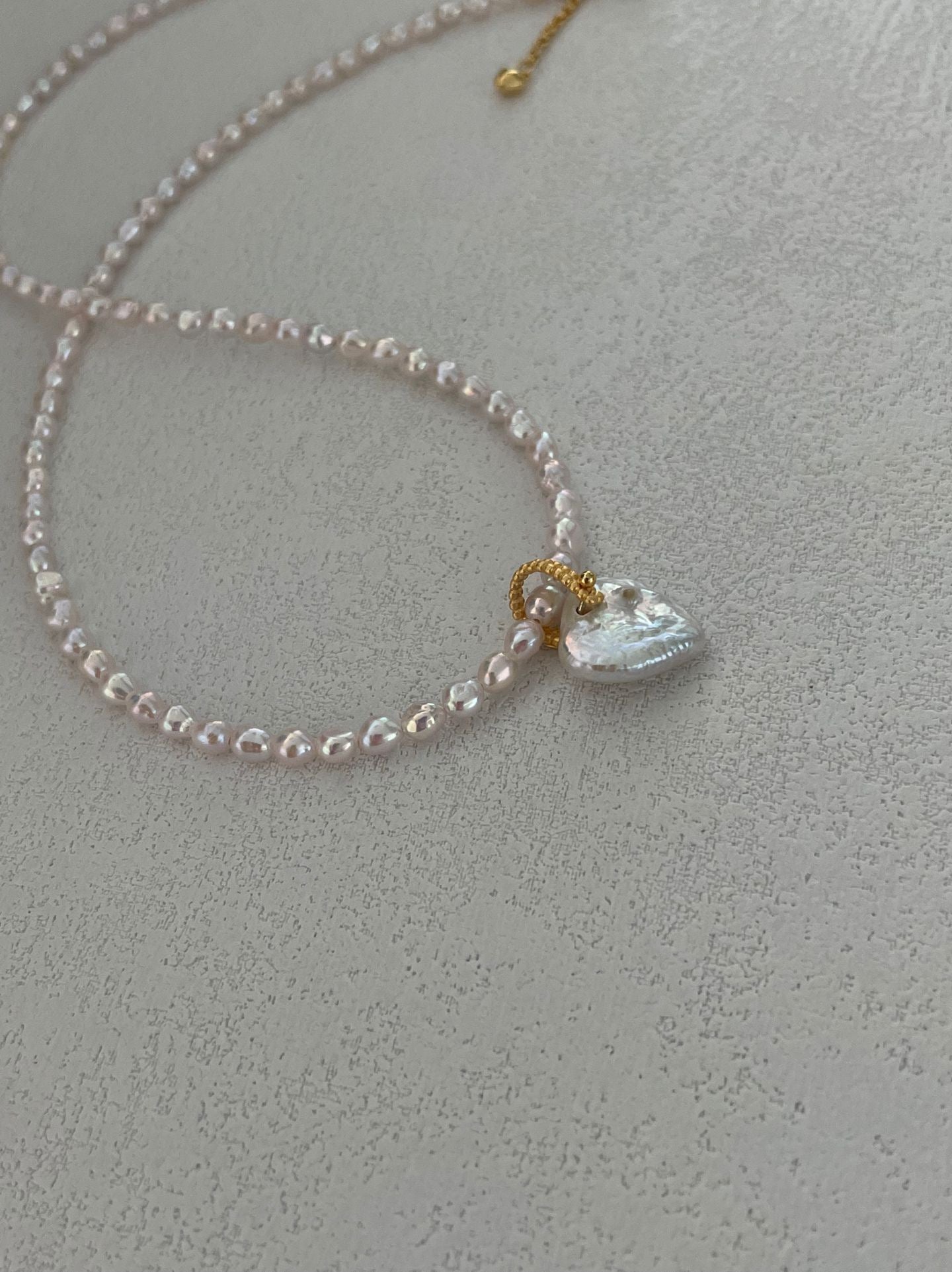 Fairy Pink Heart Pearl Necklace