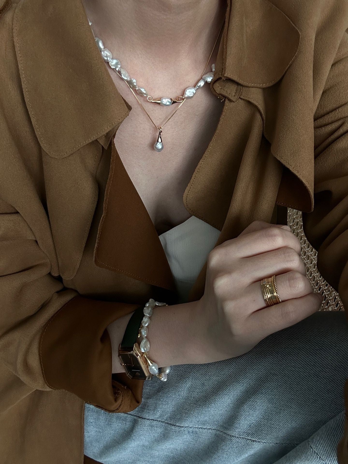 Whimsical Mustache Pearl Necklace