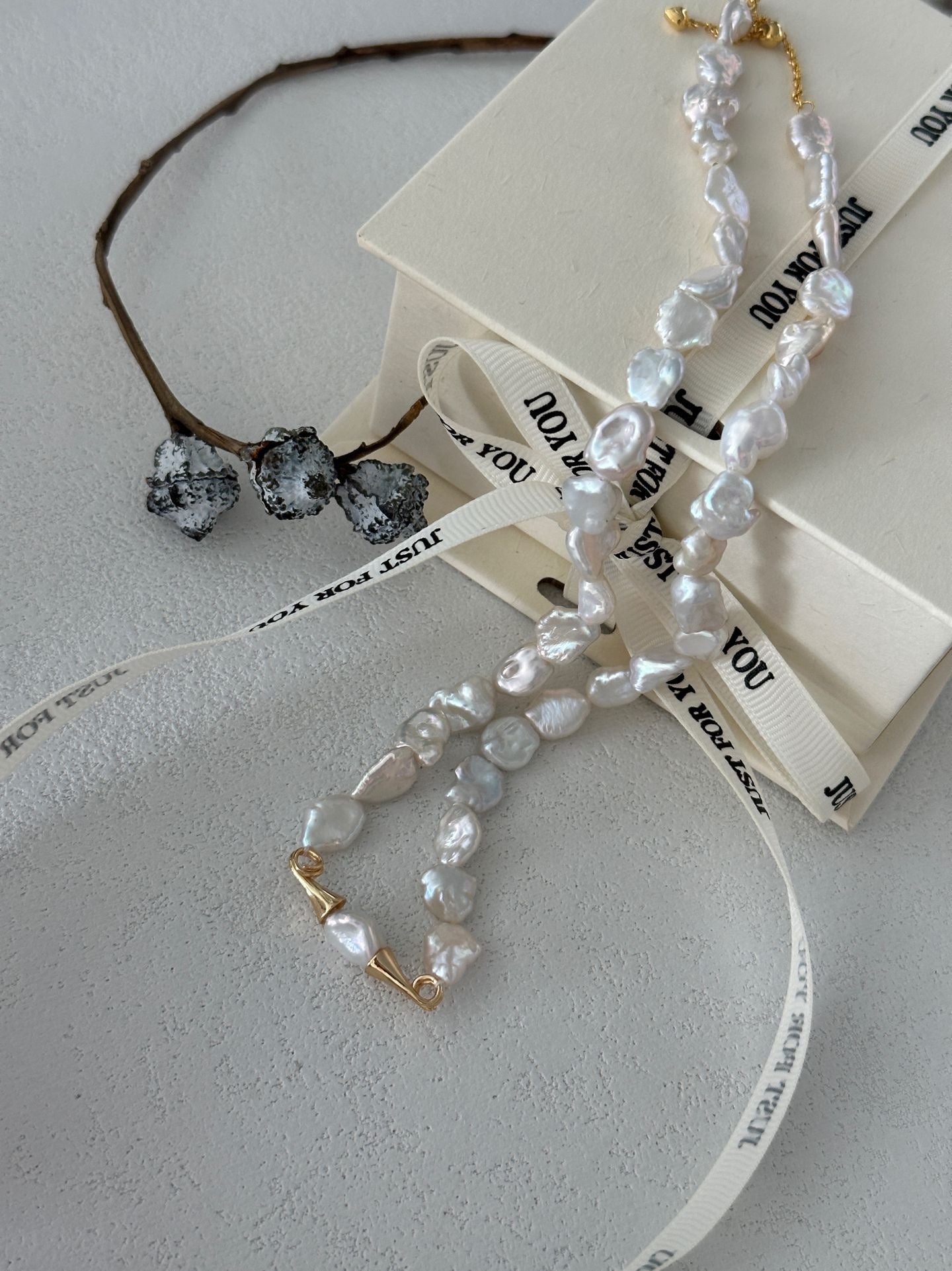Whimsical Mustache Pearl Necklace