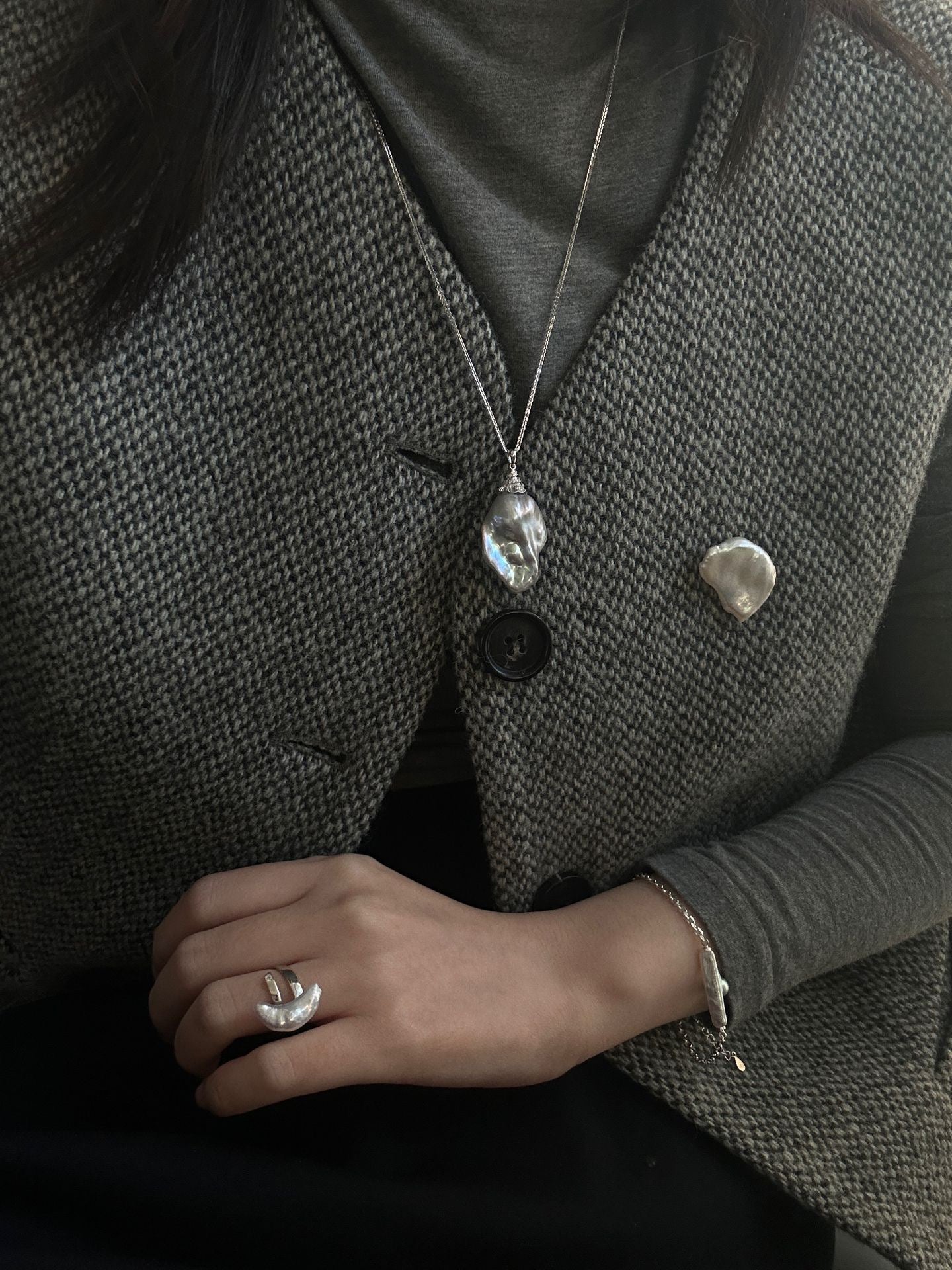 Silver Moon Baroque Necklace