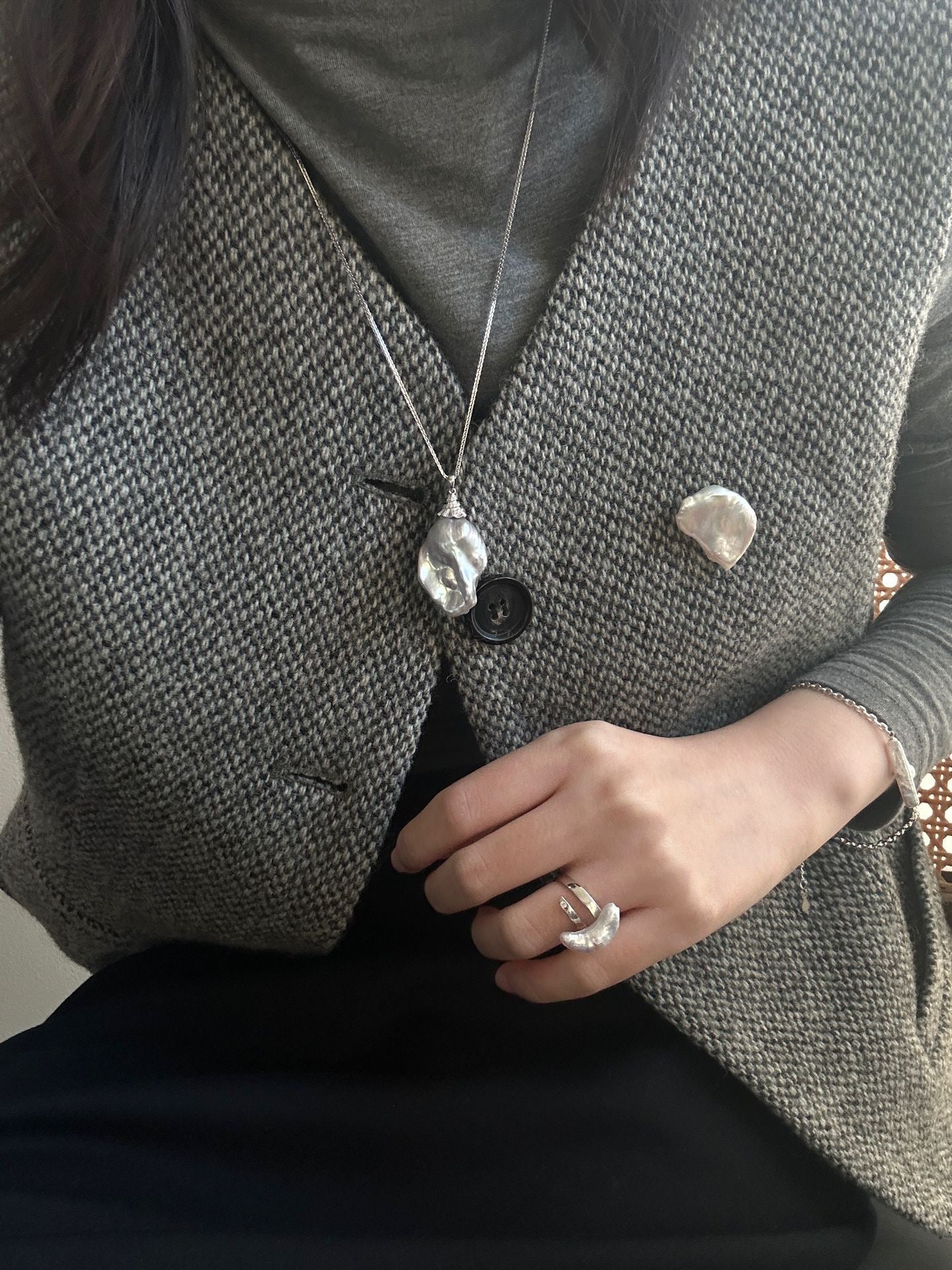 Silver Moon Baroque Necklace