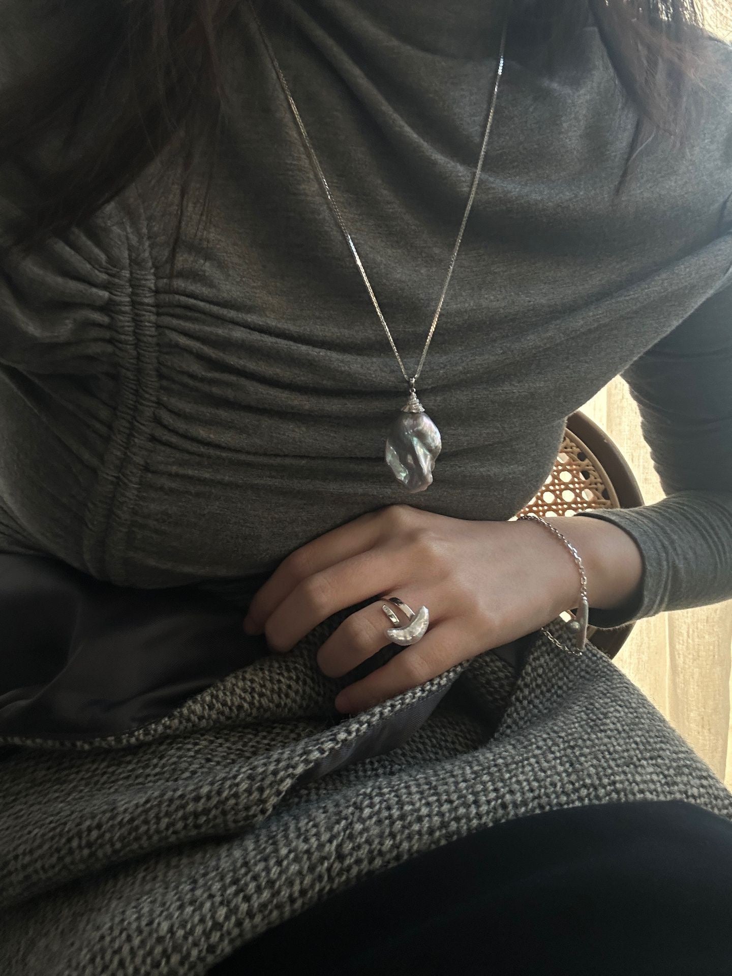 Silver Moon Baroque Necklace