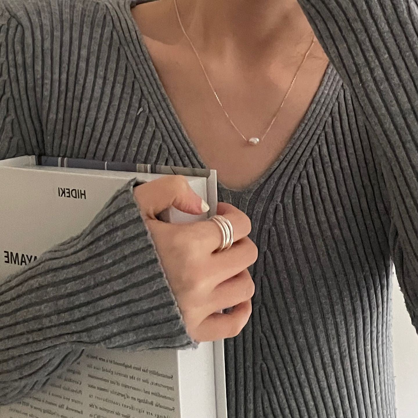 Silver Rice Pearl Necklace