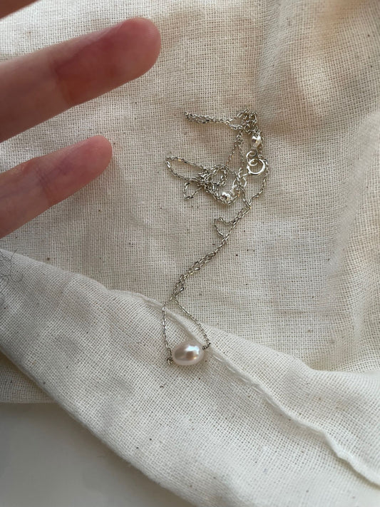 Silver Rice Pearl Necklace