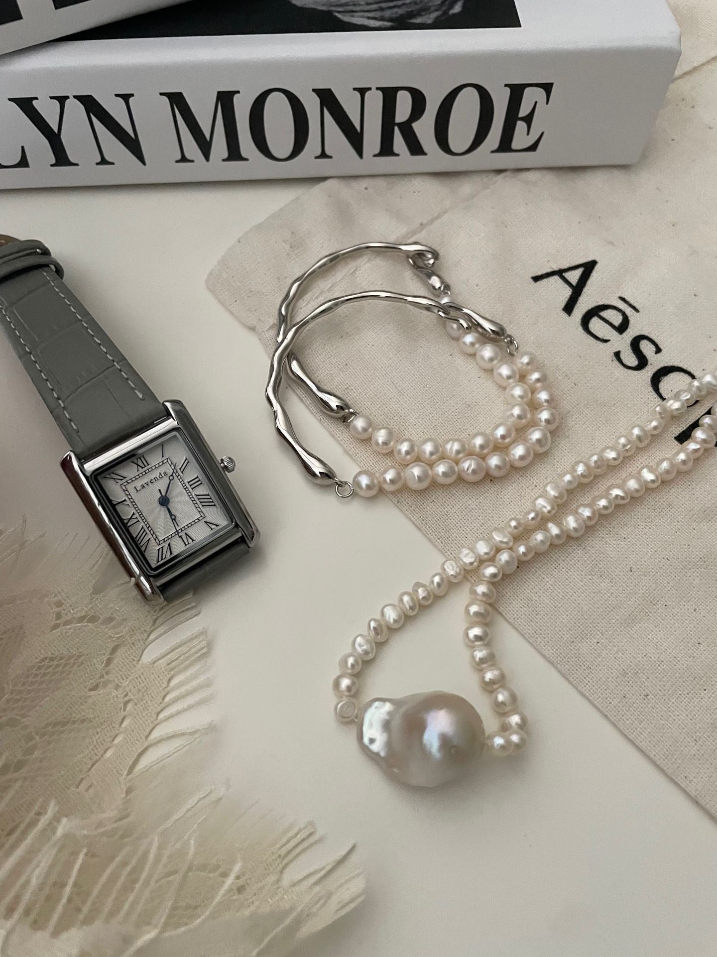 Lunar Arc Pearl Bracelet