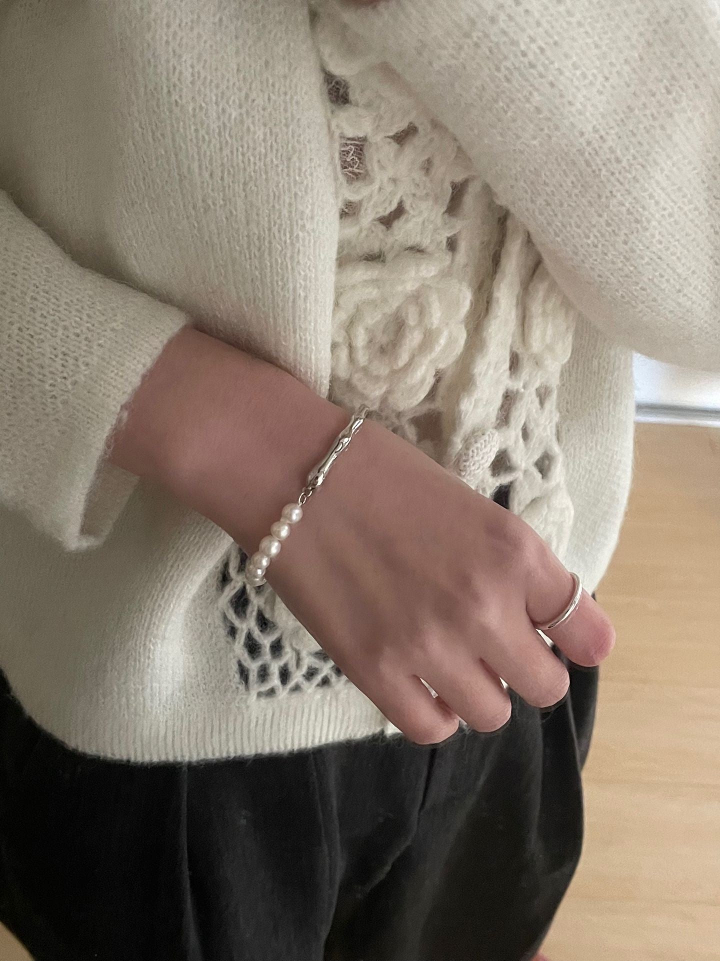 Lunar Arc Pearl Bracelet