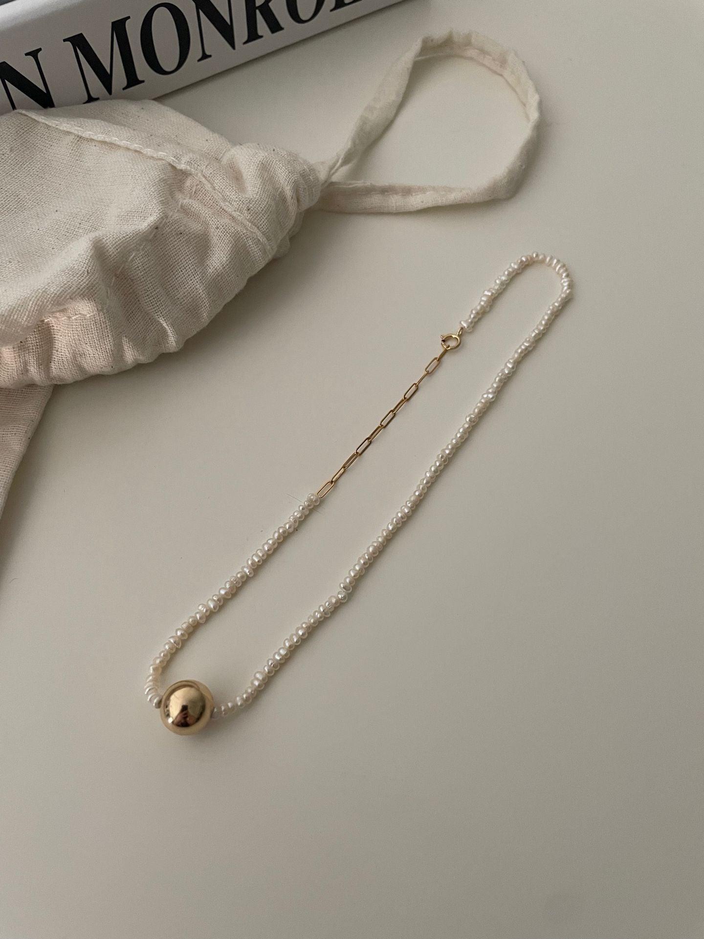 Golden Dot Double Pearl Bracelet