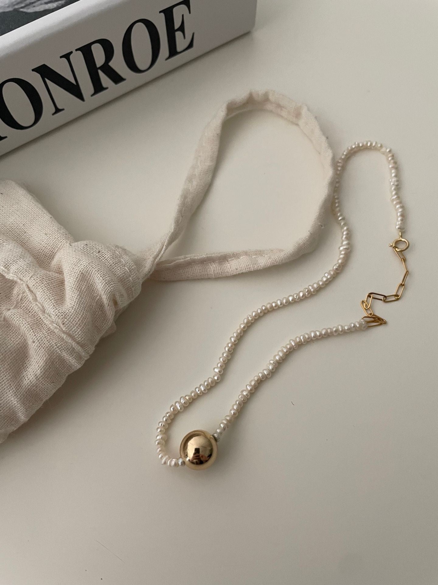 Golden Dot Double Pearl Bracelet