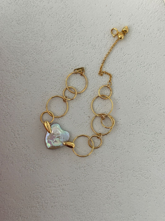 Golden Orbit Heart Bracelet