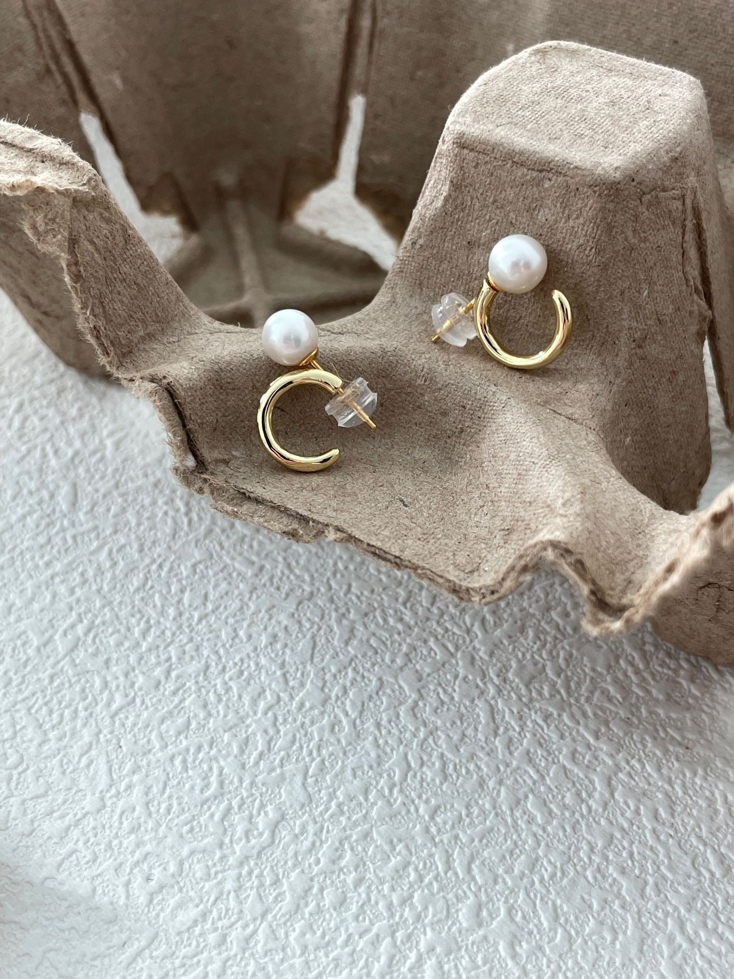 Crescent Pearl Earrings