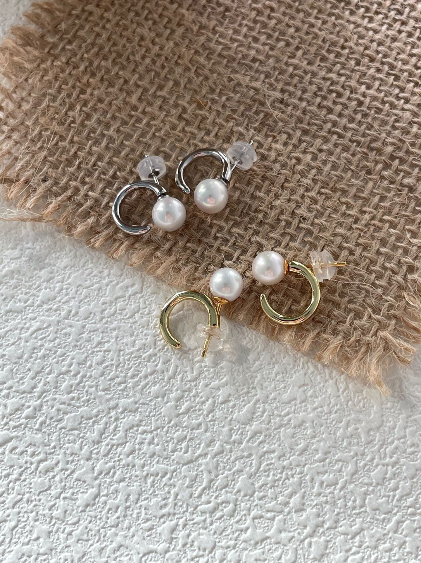 Crescent Pearl Earrings