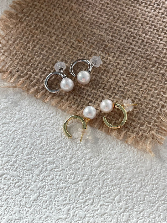 Crescent Pearl Earrings