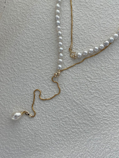 Lumine Pearl U-Shaped Long Necklace