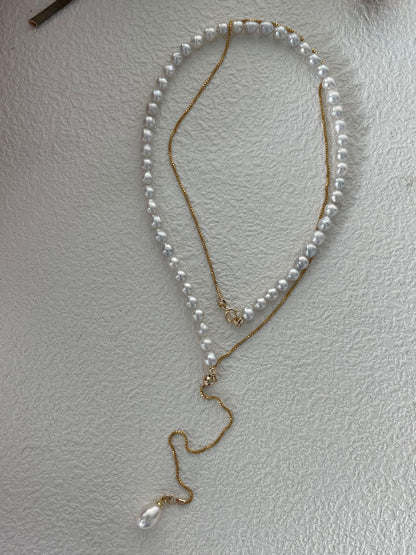 Lumine Pearl U-Shaped Long Necklace