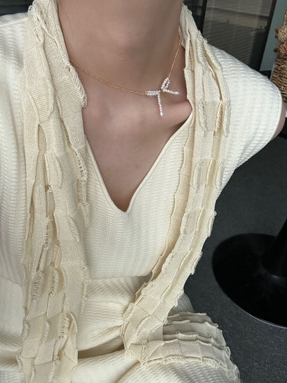 Butterfly Knot Pearl Necklace