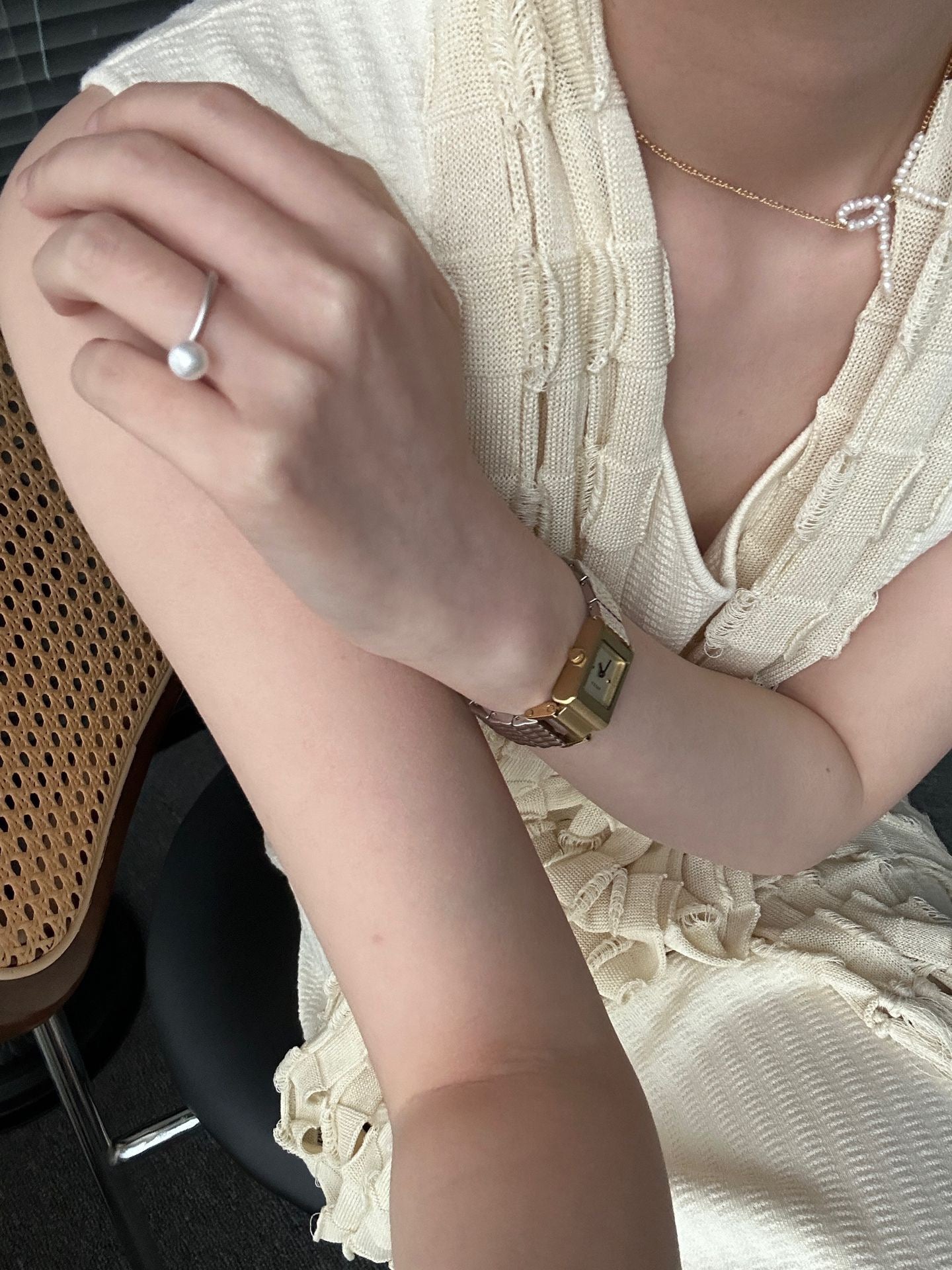 Butterfly Knot Pearl Necklace