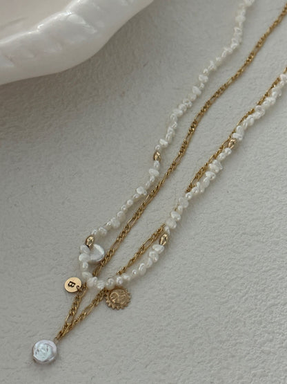 Mini Baby Gold Bead Pearl Necklace
