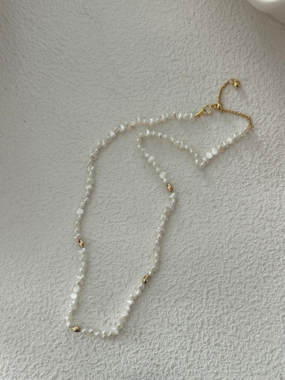 Mini Baby Gold Bead Pearl Necklace