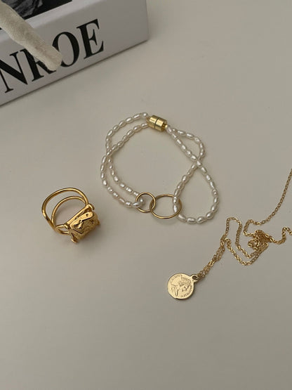 Double Loop Pearl Bracelet