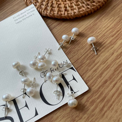 Cuddly Bubble Round Pearl Earring