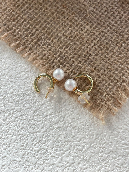 Crescent Pearl Earrings