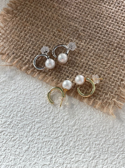 Crescent Pearl Earrings